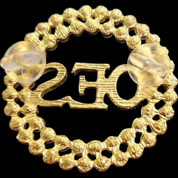 OES Eastern Star Brooch Pin with White Pearls and Multicolored Rhinestones - Picture 5 of 5